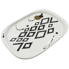 Load image into Gallery viewer, Ceramic Serving Tray with Geometric Black &amp; White Design, Modern Abstract Pattern
