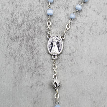 Load image into Gallery viewer, Our Lady of Fatima Rosary with Light Blue Beads, Medallion, and Case
