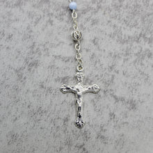 Load image into Gallery viewer, Our Lady of Fatima Rosary with Light Blue Beads, Medallion, and Case
