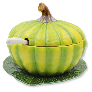 Hand-Painted Large Pumpkin Tureen with Ladle - Made in Portugal