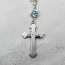 Load image into Gallery viewer, Our Lady of Fatima Rosary with Clear &amp; Blue Beads, Medallion, and Case
