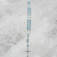 Load image into Gallery viewer, Our Lady of Fatima Rosary with Clear &amp; Blue Beads, Medallion, and Case
