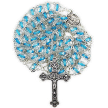 Load image into Gallery viewer, Our Lady of Fatima Rosary with Clear &amp; Blue Beads, Medallion, and Case
