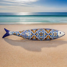 Load image into Gallery viewer, Blue and Orange Tile Azulejo Decorative Ceramic Portuguese Sardine
