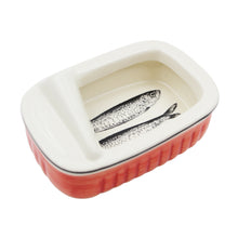 Load image into Gallery viewer, Portuguese Ceramic Sardine Can with Red Design
