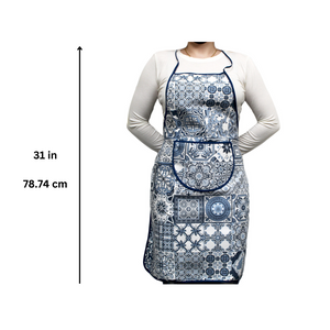 100% Cotton Blue and White Tile Azulejo Apron