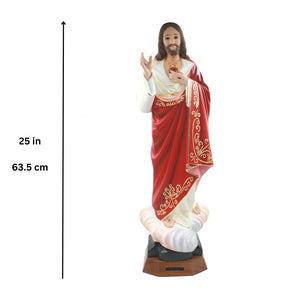 25" Hand-painted Sacred Heart of Jesus Religious Statue Made in Portugal