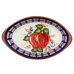 Hand-Painted Portuguese Pottery Clay Terracotta Fruits Boat Platter