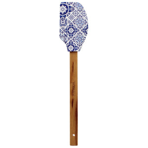 Portuguese Blue & White Azulejo Silicone Baking Spatula with Wooden Handle