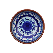 Load image into Gallery viewer, Hand-Painted Portuguese Pottery Clay Terracotta Blue Striped Mini Dip Dish Set
