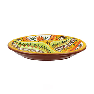 Hand-painted Portuguese Pottery Clay Terracotta Colorful Divided Dish Plate