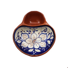 Load image into Gallery viewer, Hand-painted Portuguese Pottery Clay Terracotta Mini Blue Floral Olive Dish
