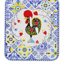 Load image into Gallery viewer, Portuguese Ceramic Decorative Serving Tray with Rooster and Azulejo Tile Design
