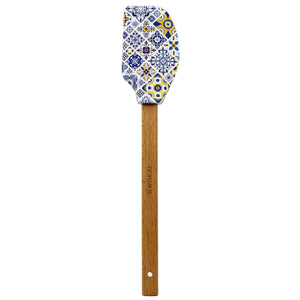 Portuguese Blue & Yellow Azulejo Silicone Baking Spatula with Wooden Handle