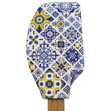 Load image into Gallery viewer, Portuguese Blue &amp; Yellow Azulejo Silicone Baking Spatula with Wooden Handle
