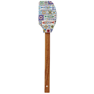 Portuguese Sardine Azulejo Silicone Spatula with Wooden Handle