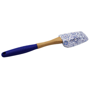 Portuguese Blue & White Azulejo Silicone Baking Spatula with Wooden Handle