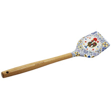 Load image into Gallery viewer, Silicone Spatula Turner with Wooden Handle - Azulejo Background &amp; Rooster Design
