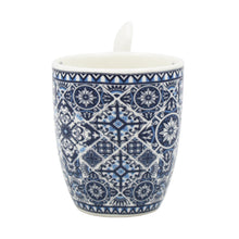 Load image into Gallery viewer, Portuguese Blue &amp; White Azulejo - Ceramic Espresso Cup with Spoon Set
