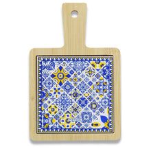 Load image into Gallery viewer, Portuguese Ceramic Tile Tray – Blue and Yellow Azulejo Tile Design
