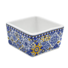 Load image into Gallery viewer, Portuguese Azulejo Style Sauce &amp; Snack Dishes with Wooden Serving Tray
