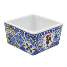 Load image into Gallery viewer, Portuguese Azulejo Style Sauce &amp; Snack Dishes with Wooden Serving Tray
