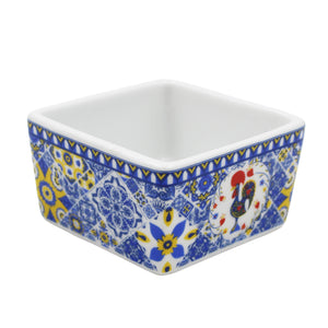 Portuguese Azulejo Style Sauce & Snack Dishes with Wooden Serving Tray