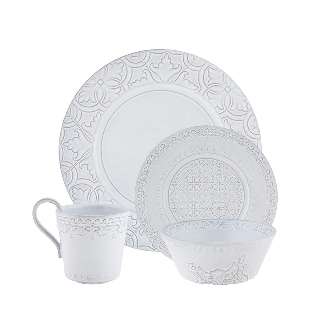 Bordallo Pinheiro Rua Nova Antique White 4 Piece Dinnerware Set