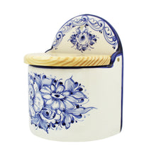 Load image into Gallery viewer, Hand-Painted Portuguese Ceramic Floral Blue and White Salt Holder
