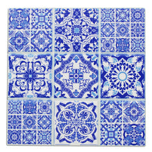 Load image into Gallery viewer, Blue and White Tile Azulejo Design Ceramic Trivet with Cork Backing
