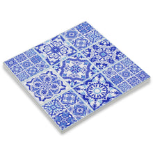 Load image into Gallery viewer, Blue and White Tile Azulejo Design Ceramic Trivet with Cork Backing
