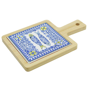 Portuguese Ceramic Tile Tray – Sardine and Blue Yellow Azulejo Tile Design