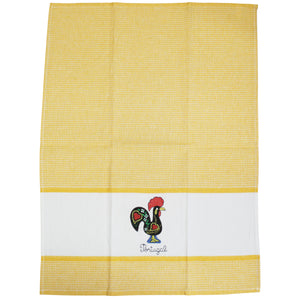 Set of 2 Portuguese Rooster Kitchen Dish Towels – 100% Cotton Decorative Towels in Yellow Design