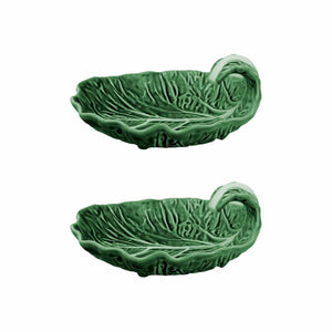 Bordallo Pinheiro Cabbage 7" Curved Leaf, Set of 2