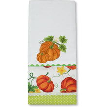 Load image into Gallery viewer, 100% Cotton Decorative Kitchen Dish Towel with Border - Made in Portugal - Pumpkin
