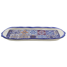 Load image into Gallery viewer, Portuguese Ceramic Small Serving Tray with Azulejo Tile Design and Blue Accents
