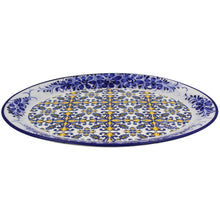 Load image into Gallery viewer, Traditional Blue and Yellow Tile Azulejo Floral Ceramic Oval Platter
