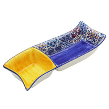 Load image into Gallery viewer, Portuguese Azulejo Ceramic Divided Serving Dish with Yellow Design
