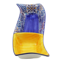 Load image into Gallery viewer, Portuguese Azulejo Ceramic Divided Serving Dish with Yellow Design
