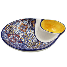 Load image into Gallery viewer, Traditional Yellow Tile Azulejo Large Olive Dish with Pit Holder
