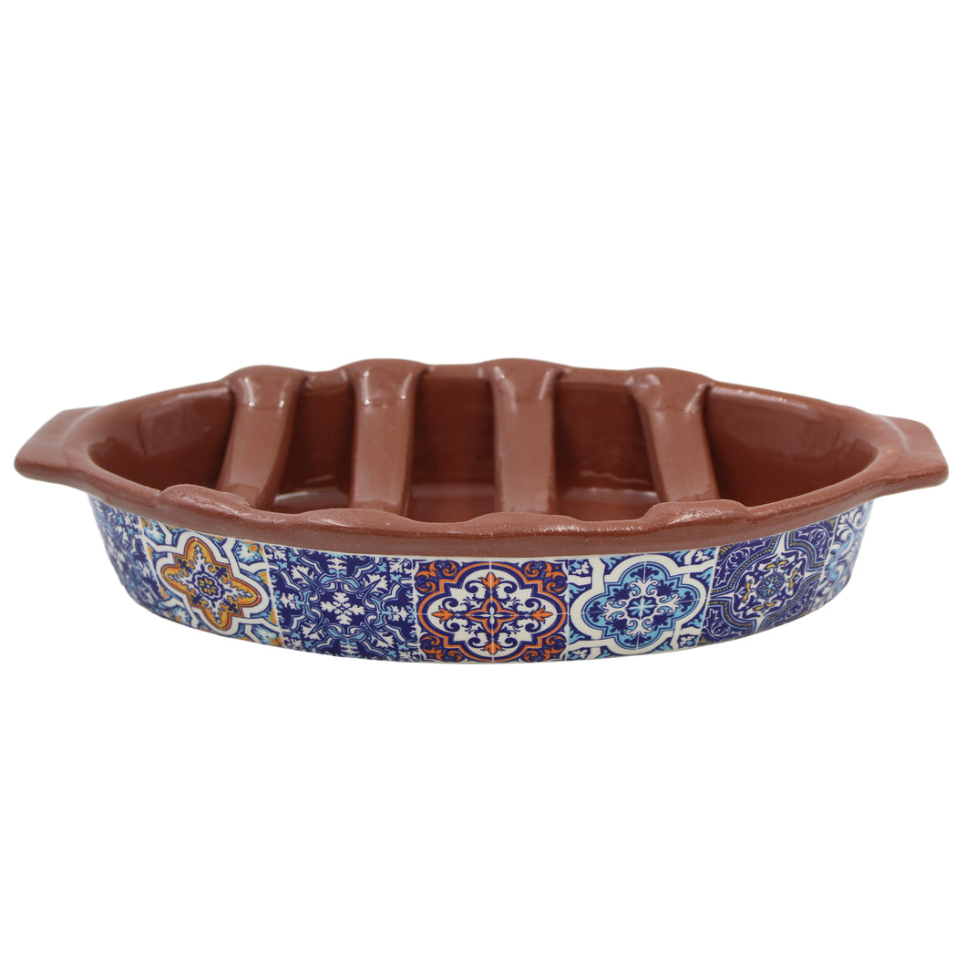 Traditional Mutlicolor Tile Azulejo Terracotta Sausage Roaster