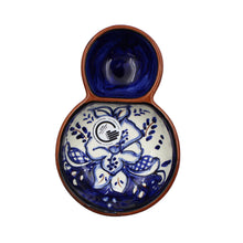 Load image into Gallery viewer, Hand-Painted Portuguese Pottery Clay Terracotta Blue Olive Dish
