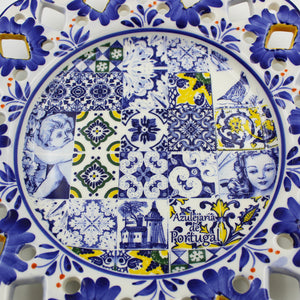 Hand-Painted Traditional Portuguese Blue Floral Tile Azulejo 11" Decorative Plate