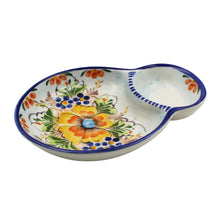 Load image into Gallery viewer, Traditional Hand-Painted Blue Floral Olive Dish with Pit Holder
