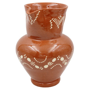 Traditional Portuguese Clay Terracotta Hand-Painted Sangria Pitcher