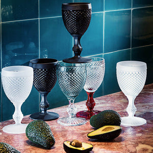 Vista Alegre Bicos All Purpose Frosted Black Goblet, Set of 4