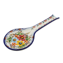 Load image into Gallery viewer, Hand-painted Decorative Ceramic Portuguese Blue Floral Spoon Rest
