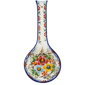 Hand-painted Decorative Ceramic Portuguese Blue Floral Spoon Rest