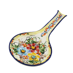 Hand-painted Decorative Ceramic Portuguese Yellow Floral Spoon Rest