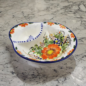 Hand-painted Decorative Ceramic Portuguese Blue Floral Olive Dish